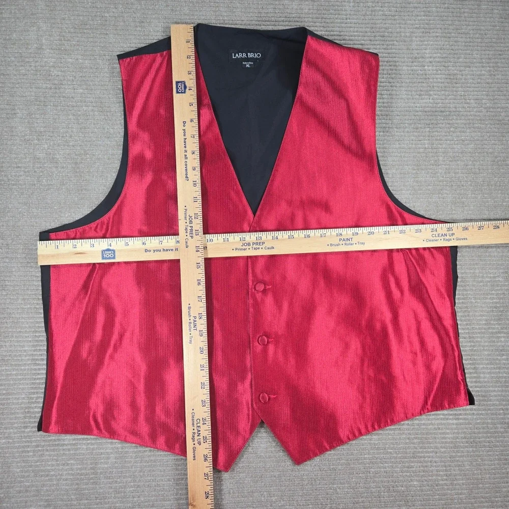 Larr Brio Mens XL Red Textured 4-Button Adjustable Back‎ Formal Suit Vest